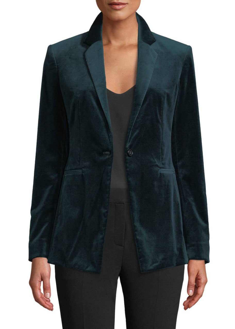 Power Velvet One Button Blazer Jacket