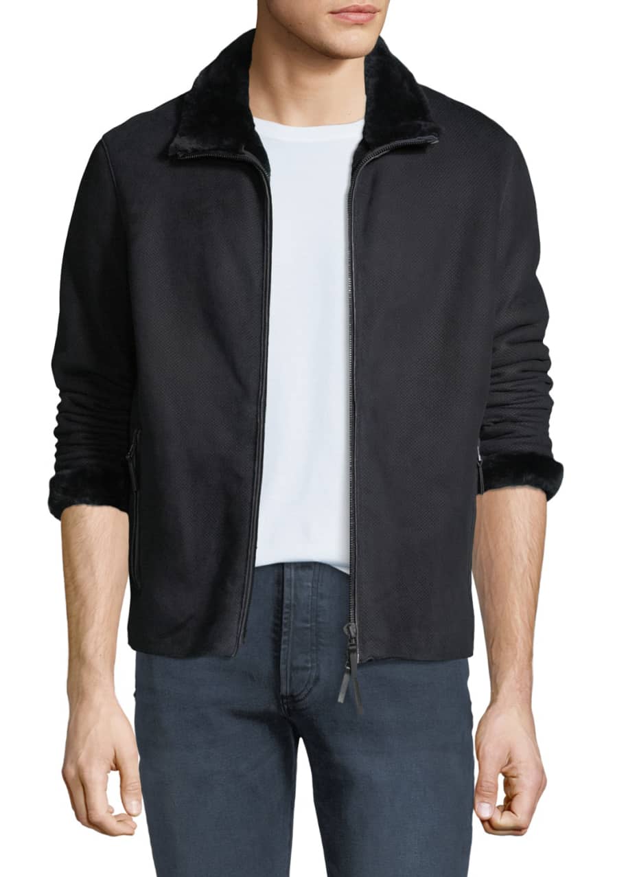 Emporio Armani Men's Shearling-Lined Suede Jacket - Bergdorf Goodman