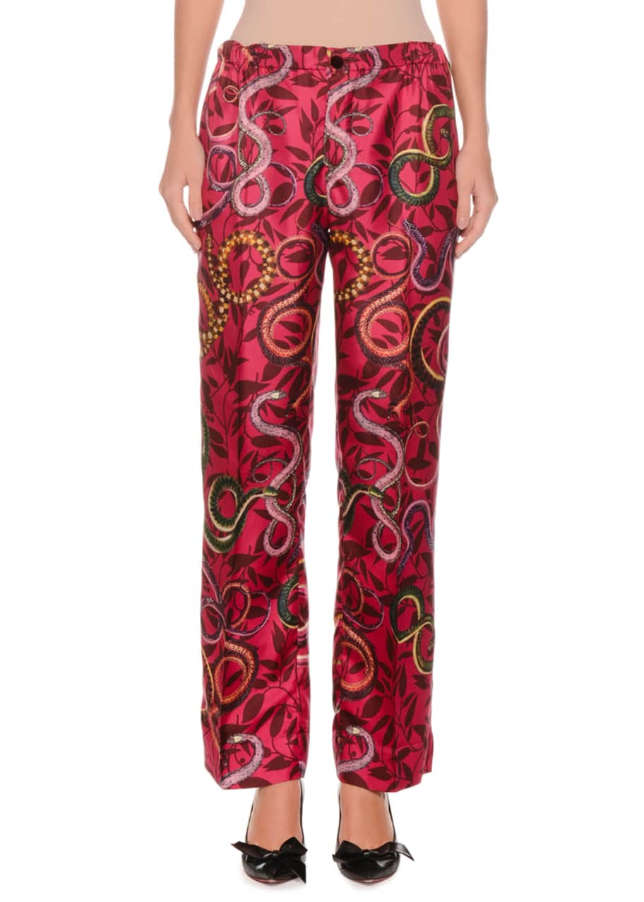 F.R.S For Restless Sleepers Geometric Snake-Print Silk Satin Pajama ...