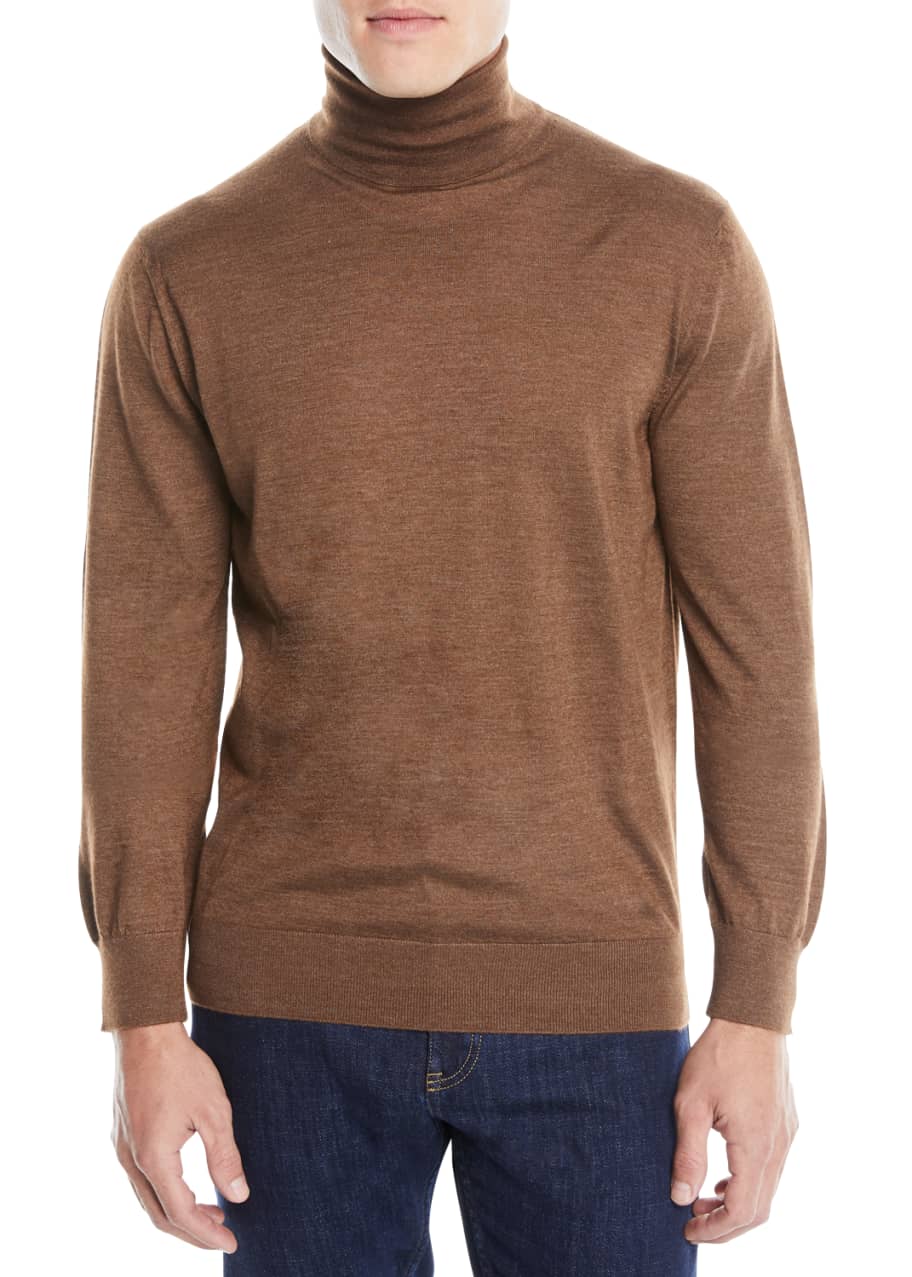 Ermenegildo Zegna Men's Textured Cashmere-Silk Turtleneck Sweater ...