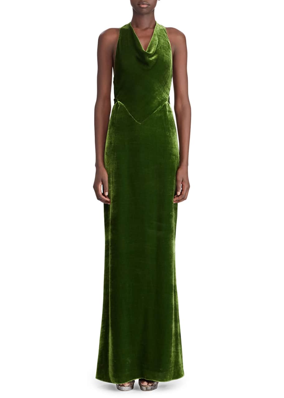 Ralph lauren green velvet gown top