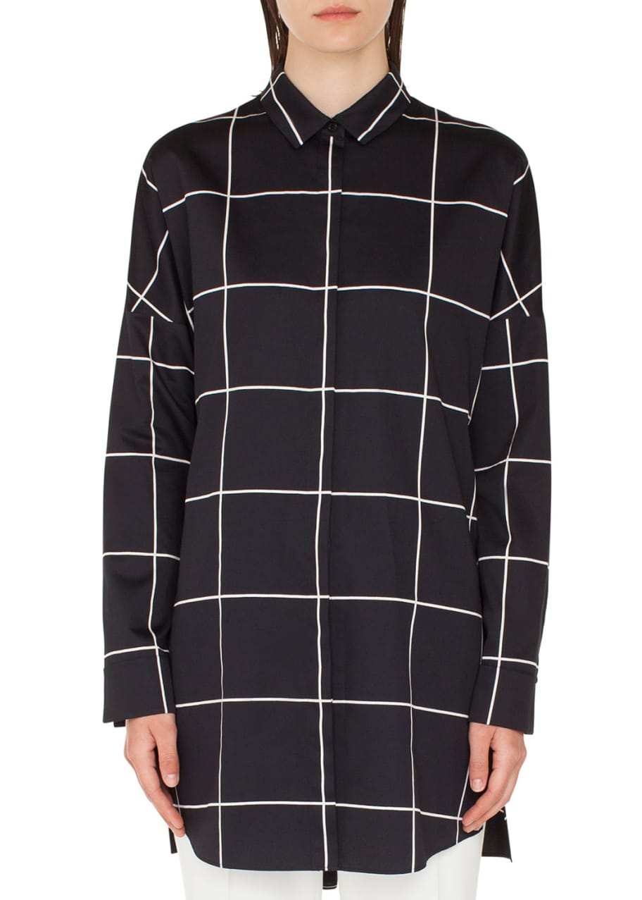 Image 1 of 1: Big Grid Button-Front Tunic