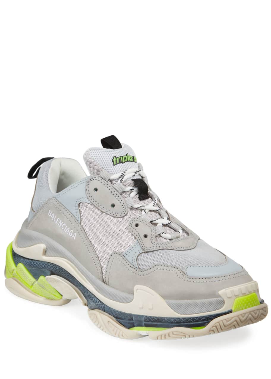 Image 1 of 1: Men's Triple S Mesh & Leather Sneakers, Gray