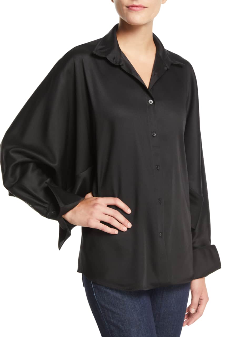 Image 1 of 1: Solo Point-Collar Twill Button-Front Shirt