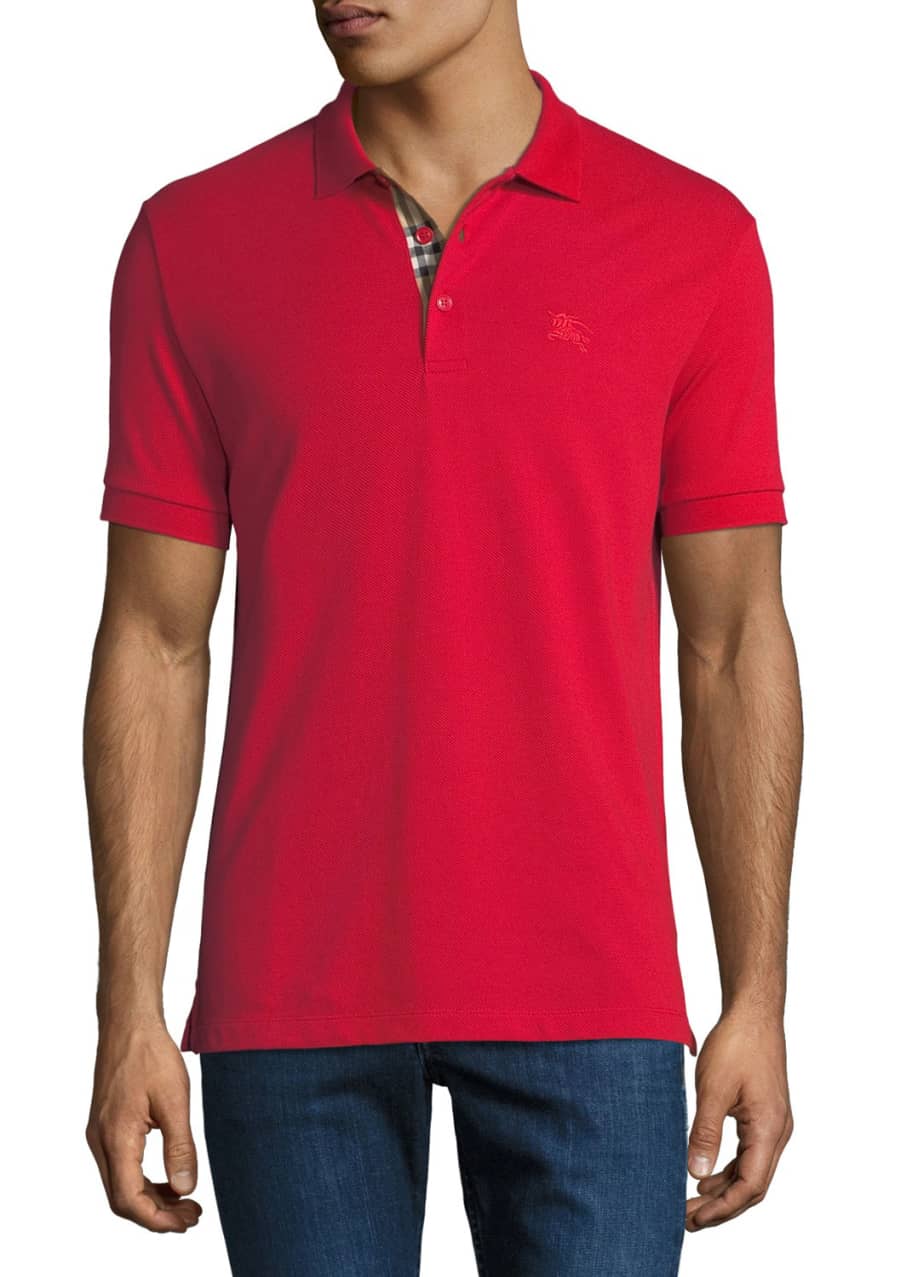 Mens red burberry polo store