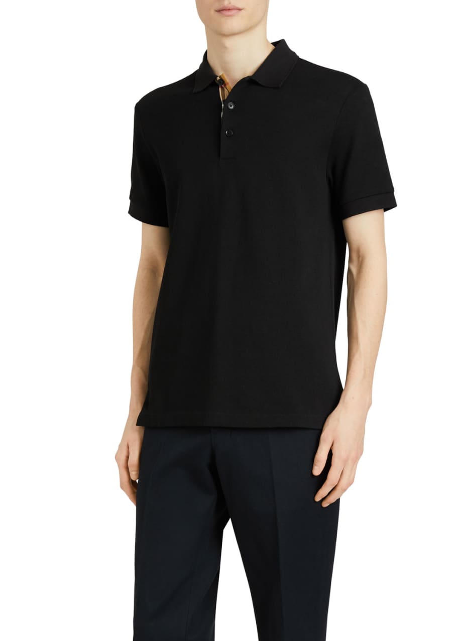 Burberry Men's Hartford Check-Facing Polo Shirt, Black - Bergdorf Goodman