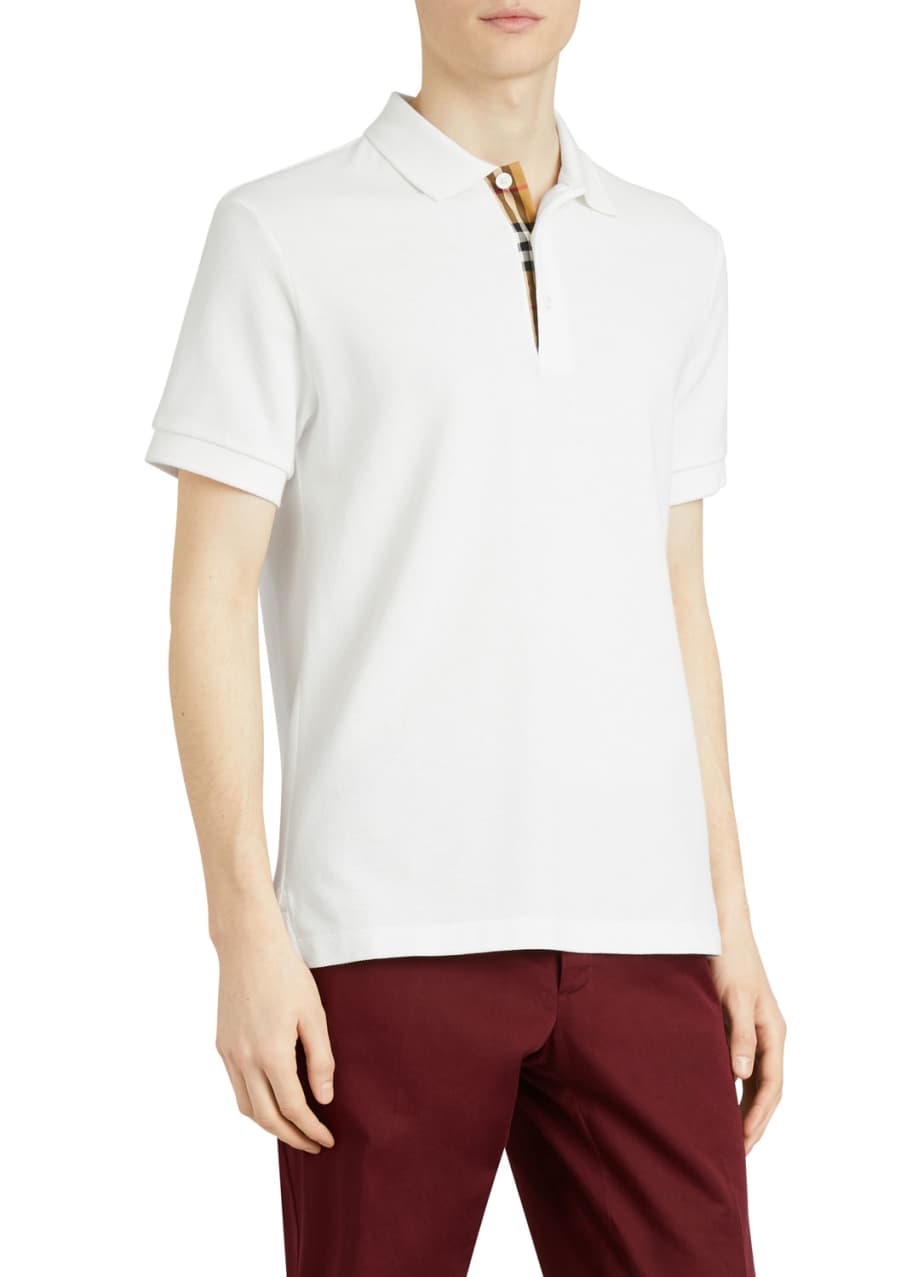 Burberry Men's Hartford Check-Facing Polo Shirt, White - Bergdorf Goodman