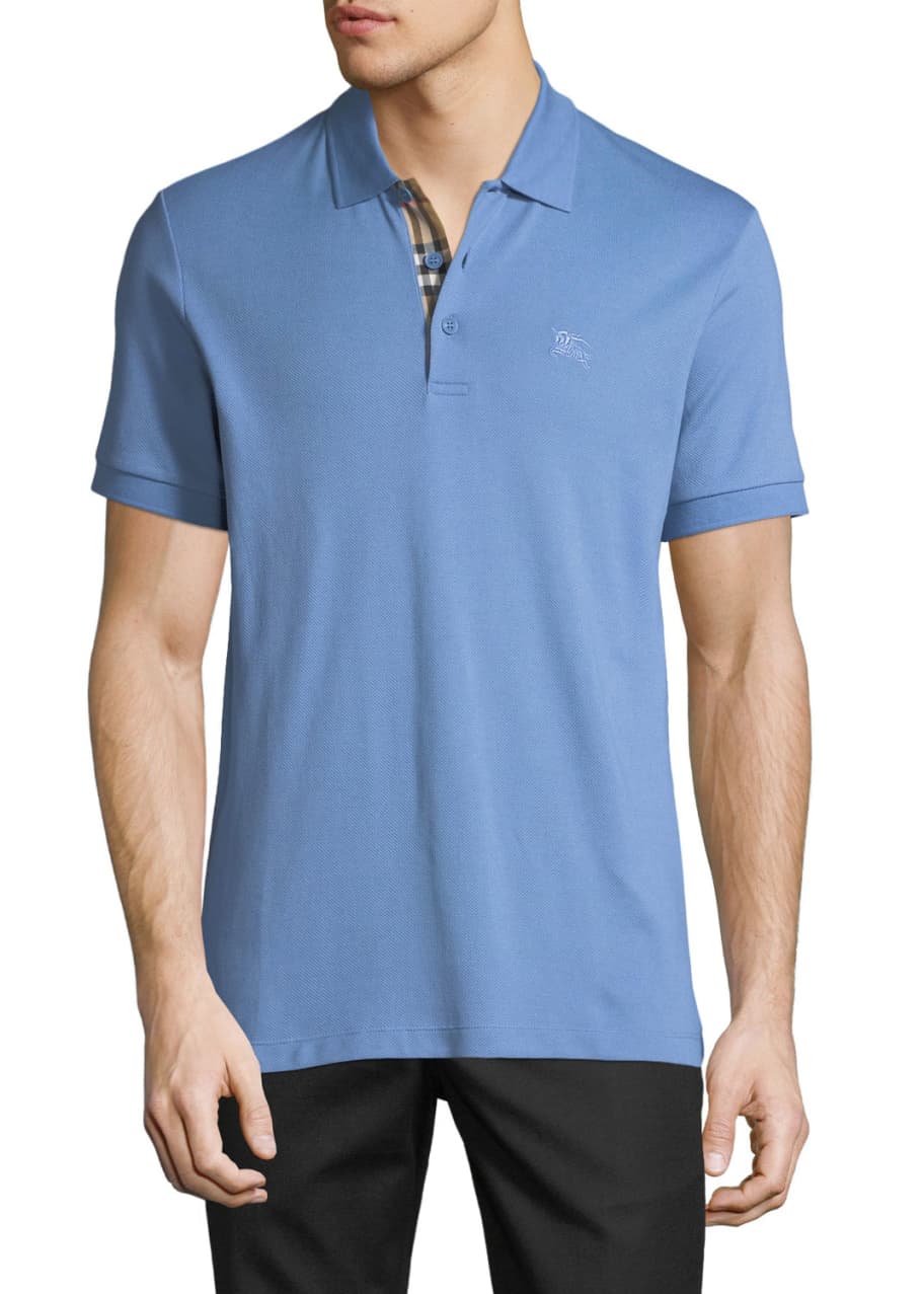 Burberry Men s Hartford Check Facing Polo Shirt Light Blue
