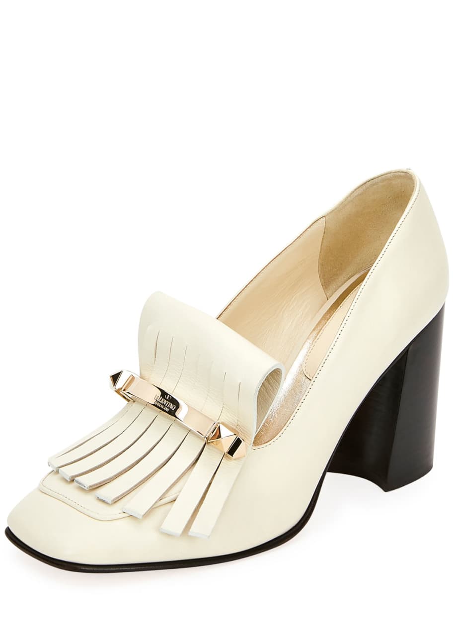 Image 1 of 1: Kiltie Leather Loafer Pumps