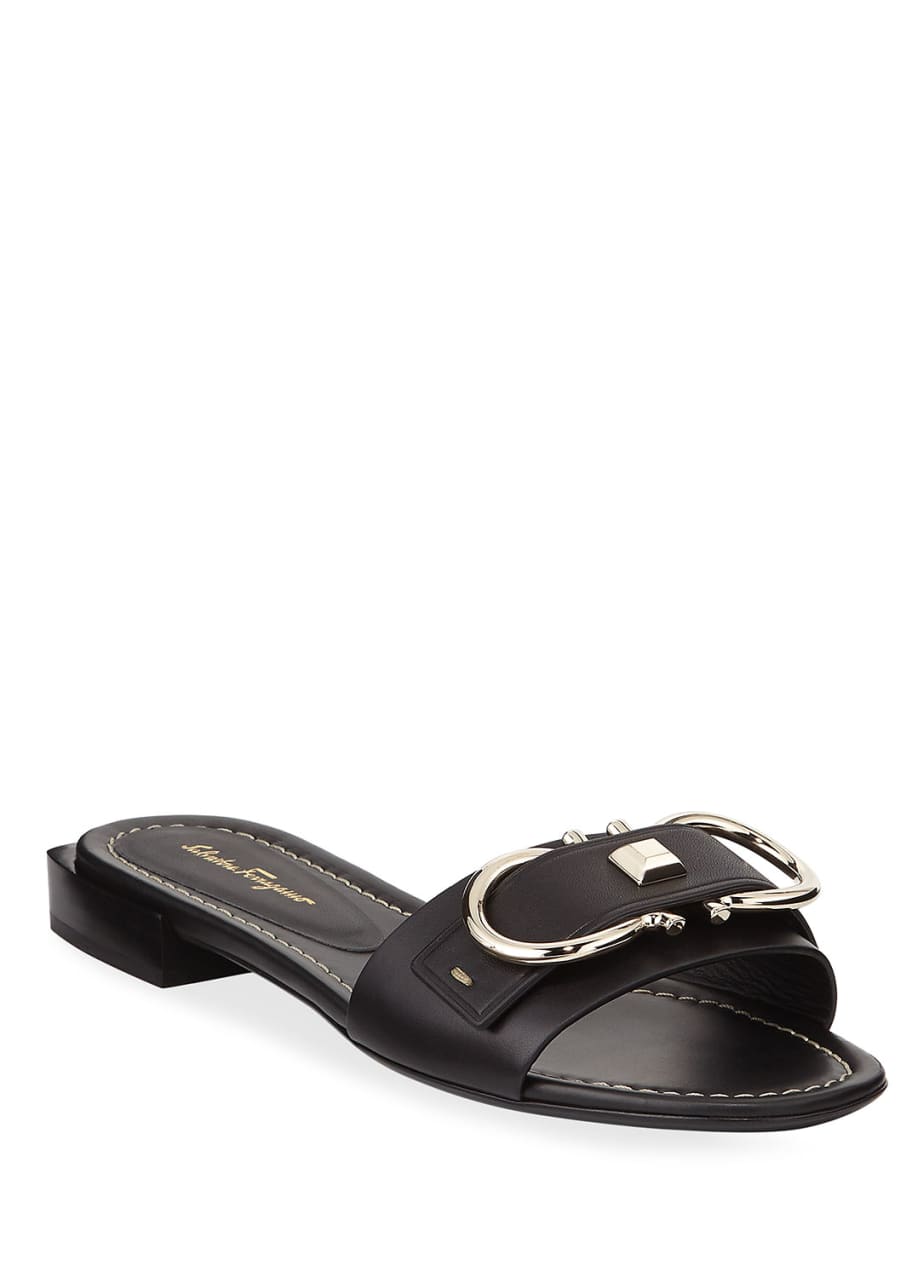 Salvatore Ferragamo Solar Logo Gancini Slide Sandals - Bergdorf Goodman