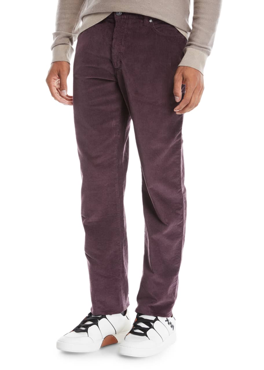 Ermenegildo Zegna Men's WideWale Corduroy Pants, Dark Red Bergdorf Goodman