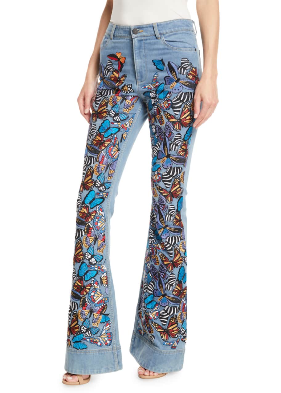 Alice olivia embroidered jeans discount