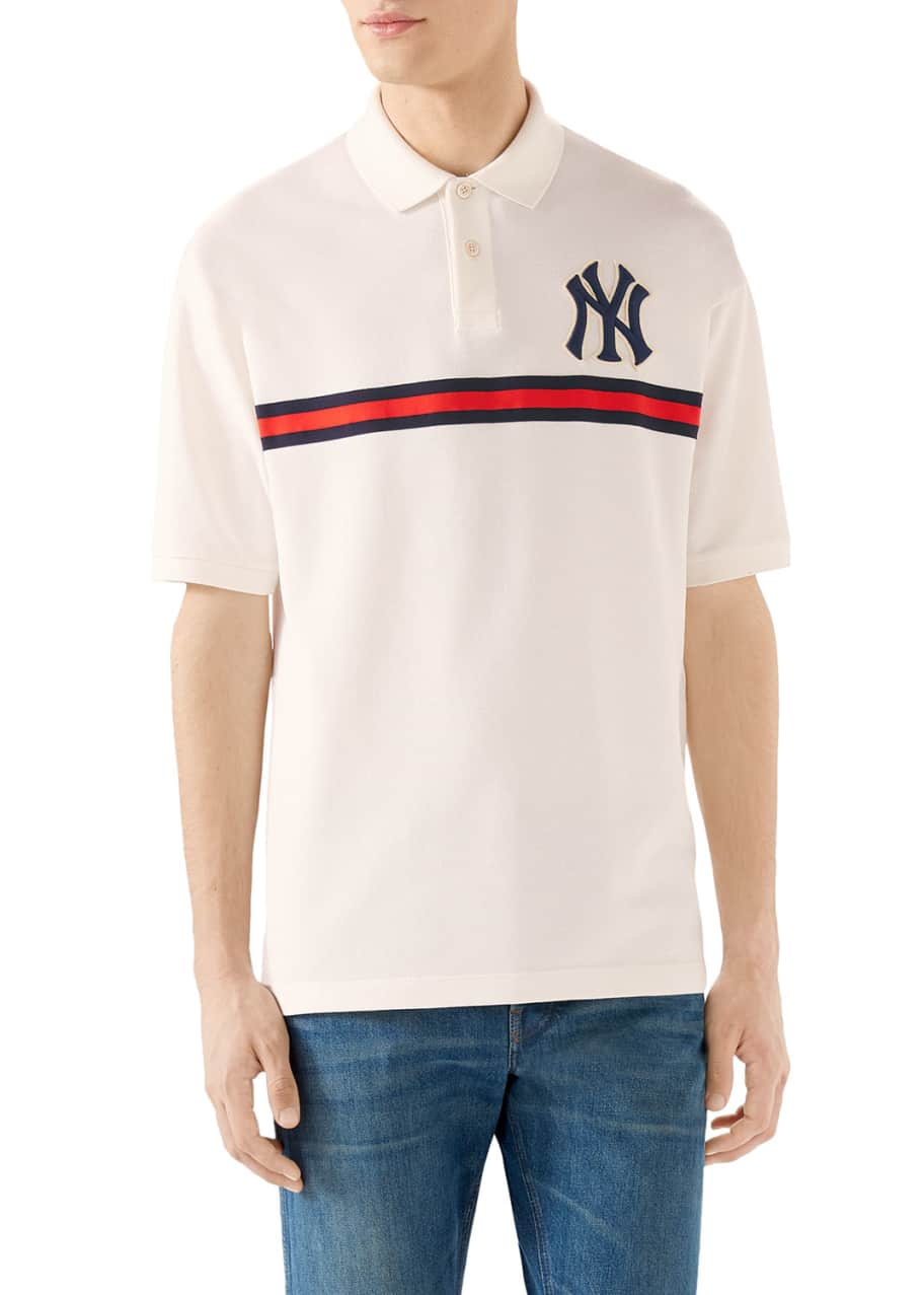 Gucci Men's NY Yankees MLB Polo Shirt with Logo Applique