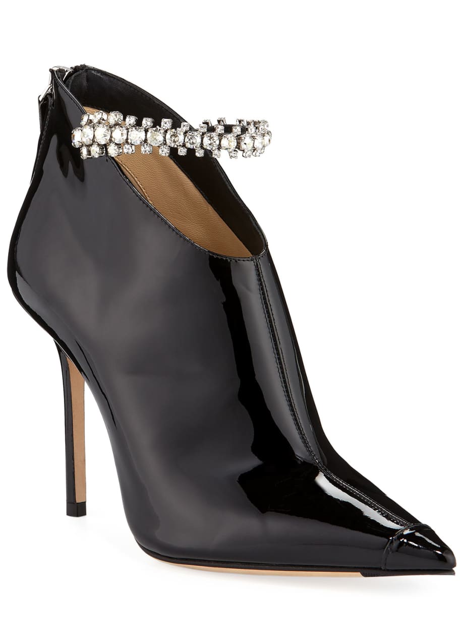 Image 1 of 1: Blaize Crystal-Strap Patent Booties