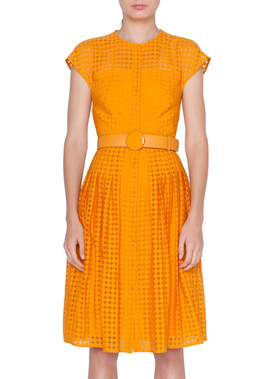 Akris punto Belted Dotted Lace Illusion Dress - Bergdorf Goodman