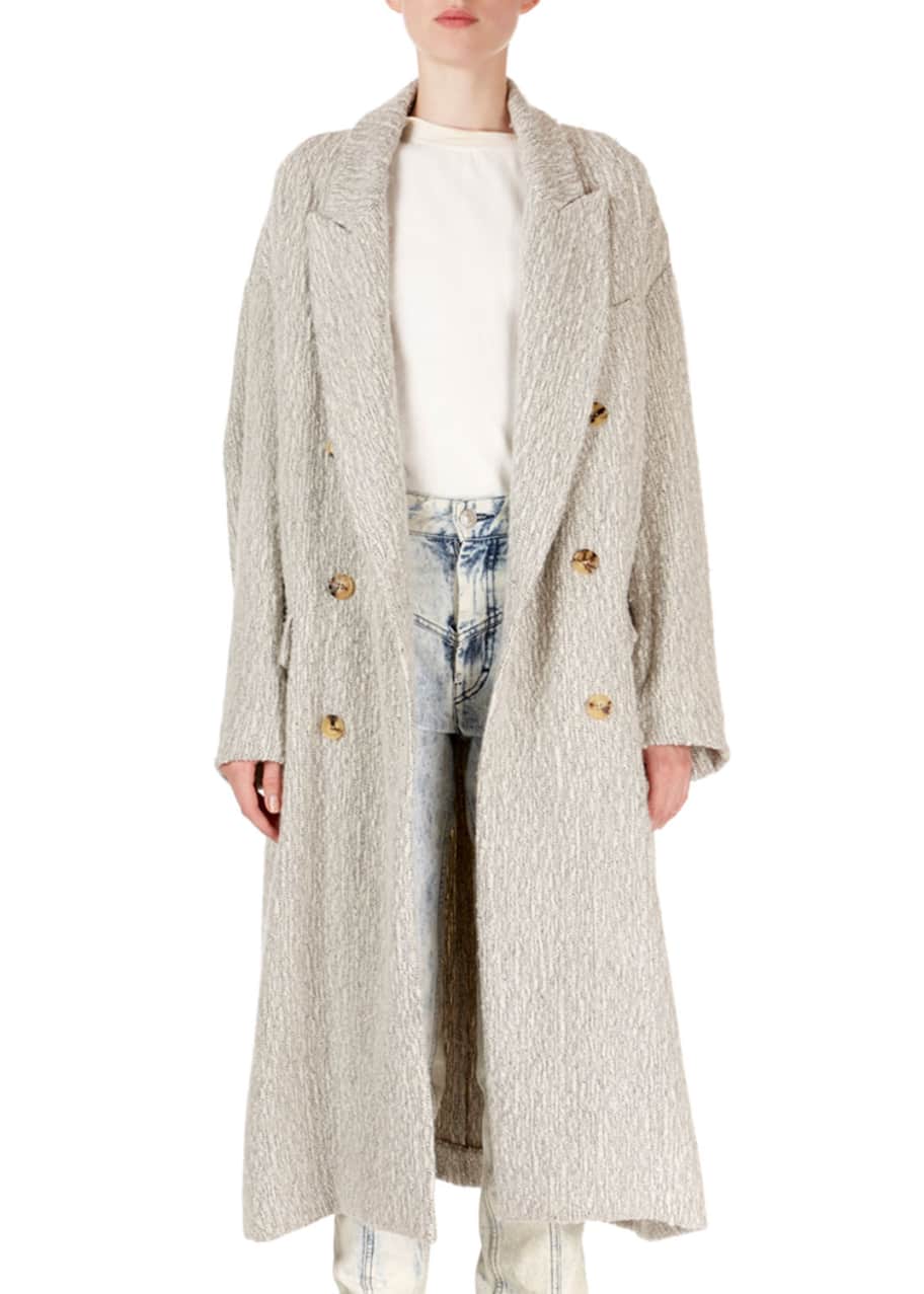 Isabel Marant Habra Oversized Alpaca Wool Boucle Knit Coat