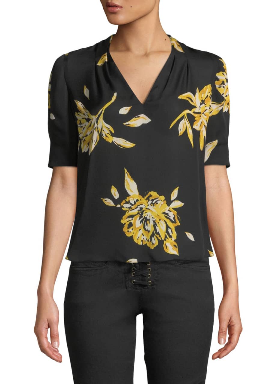 Joie Ance Short Sleeve Floral Silk Top Bergdorf Goodman