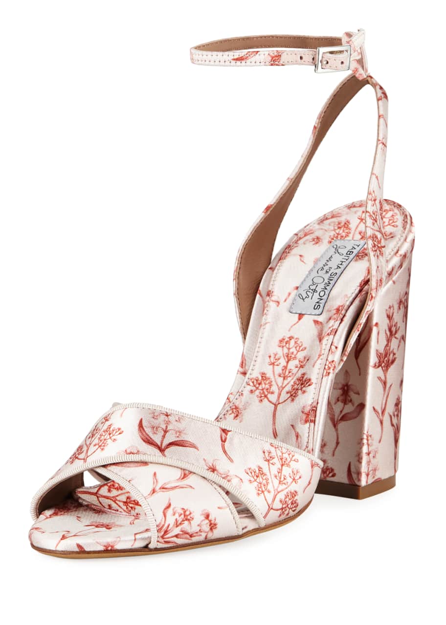 Image 1 of 1: Connie Floral-Print Ankle Sandals