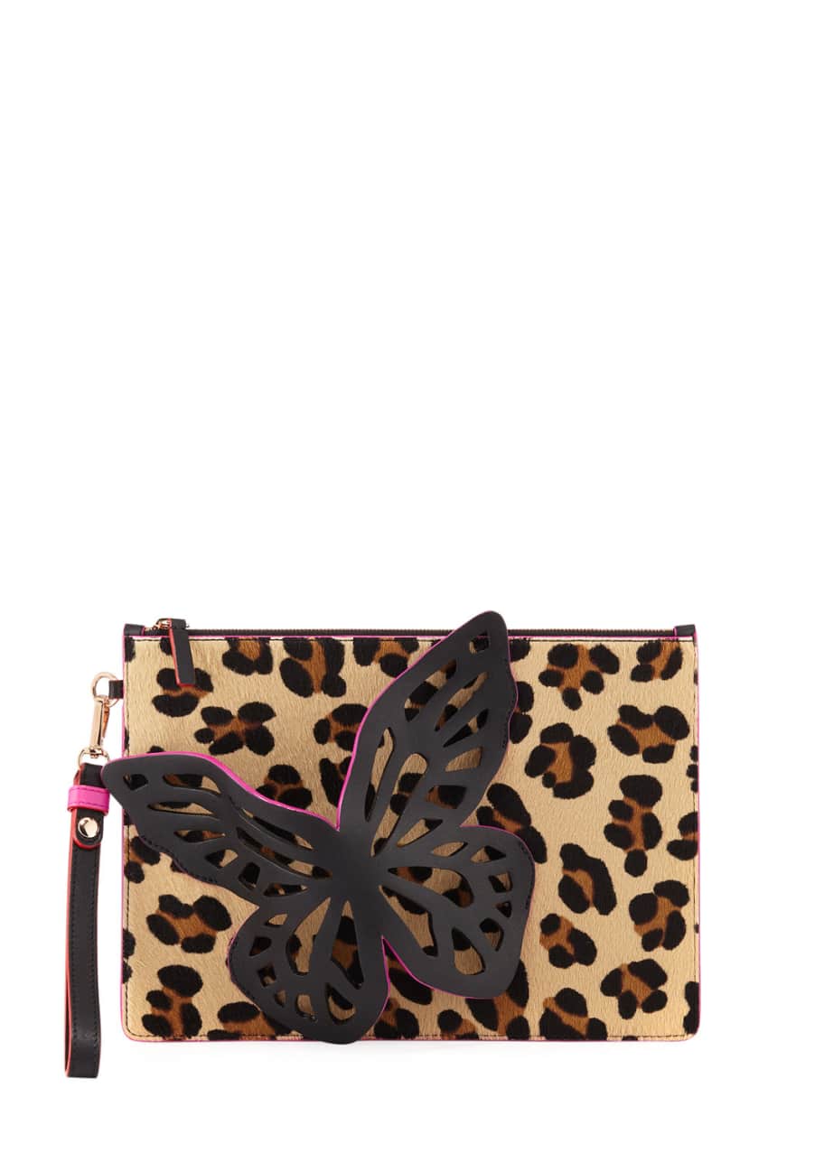 Sophia Webster Flossy Glitter Butterfly Pochette Clutch Bag