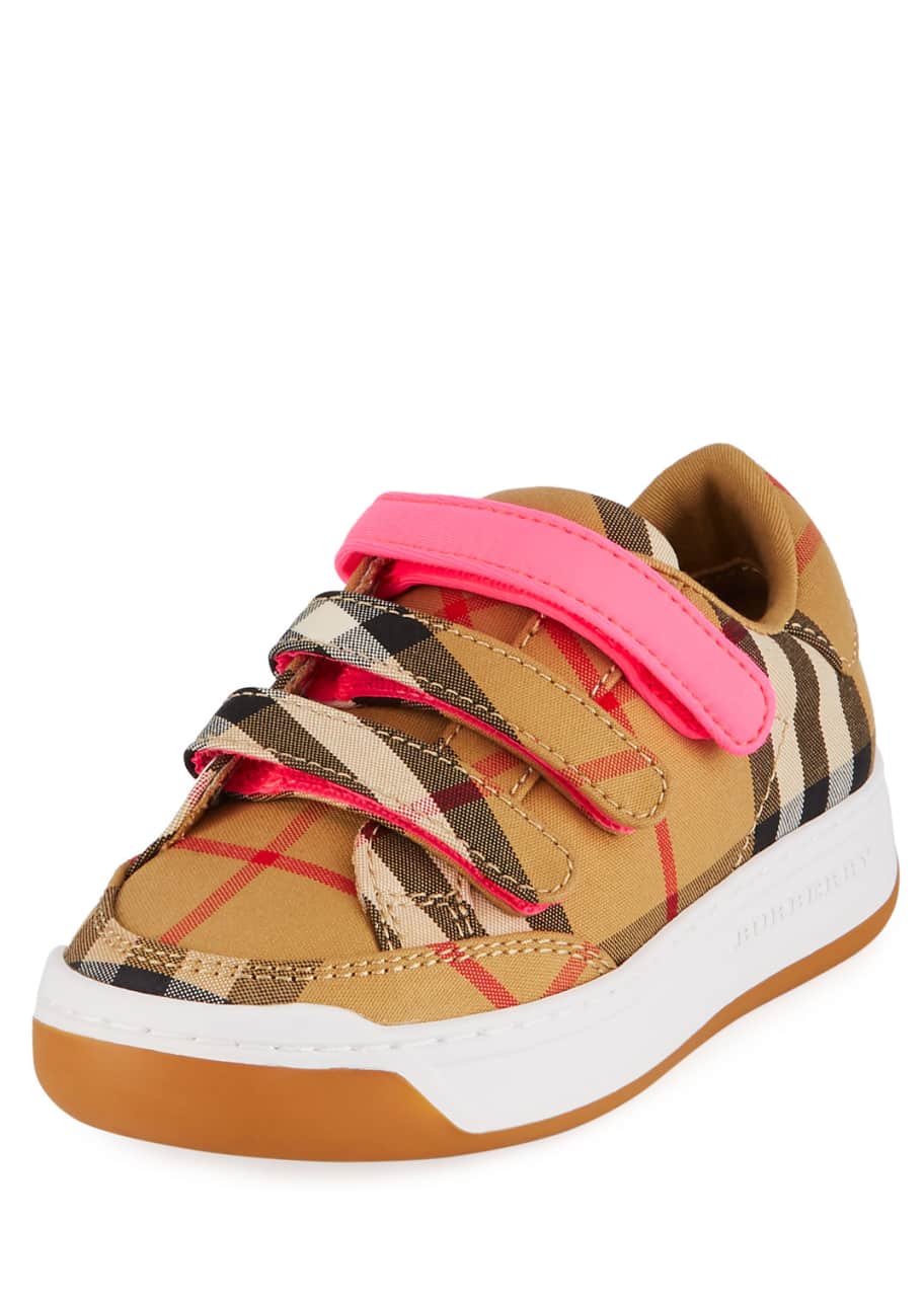 Burberry Groves Low Top Check Sneakers w Contrast Grip Strap