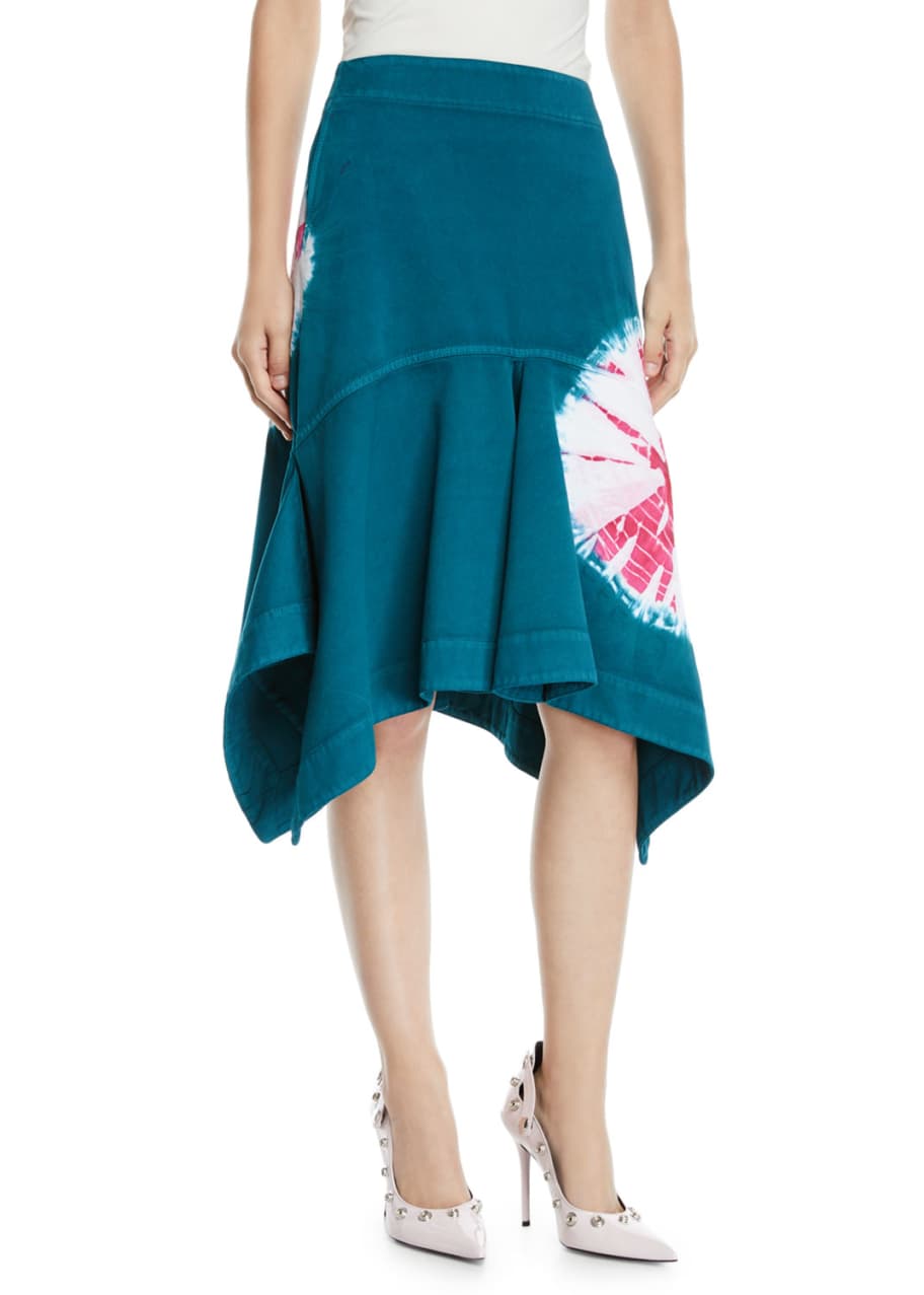 Image 1 of 1: High-Waist Denim Sand Dollar Fit/Flare Skirt