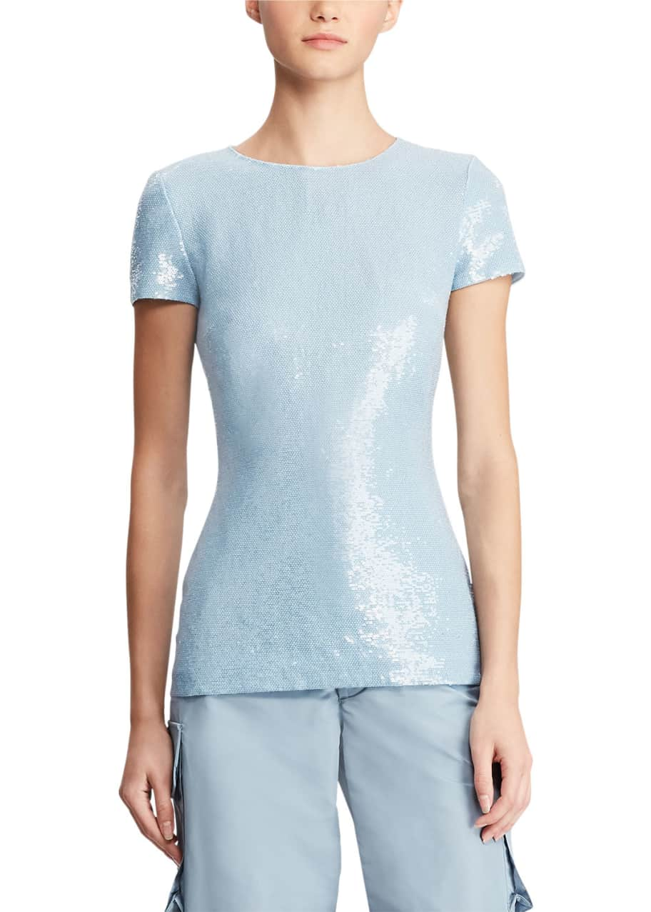 Ralph Lauren Collection Adreanna Short-Sleeve Beaded Sequin Top - Bergdorf  Goodman