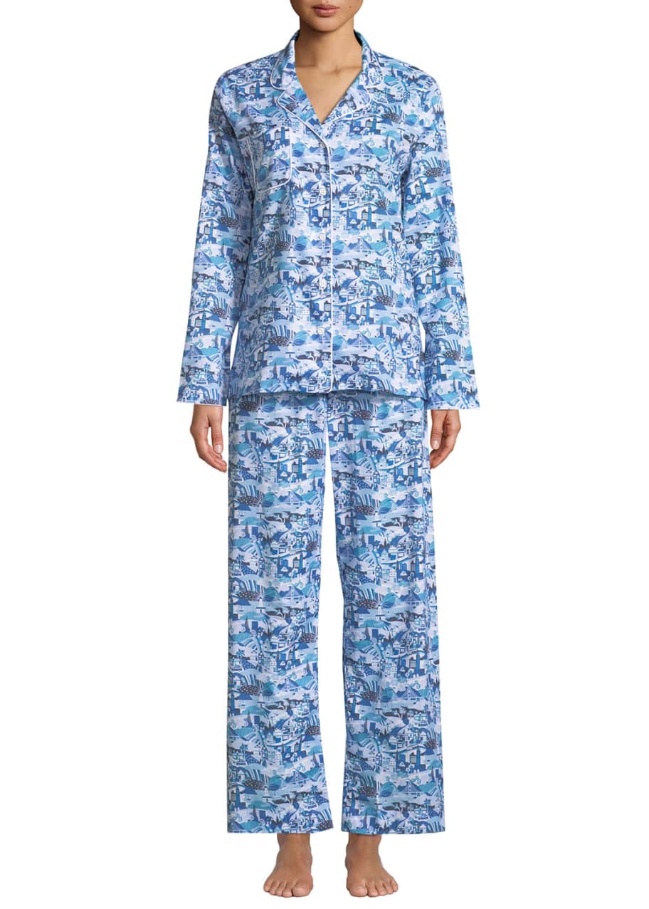Image 1 of 1: Ledbury Scenic-Print Cotton Pajama Set