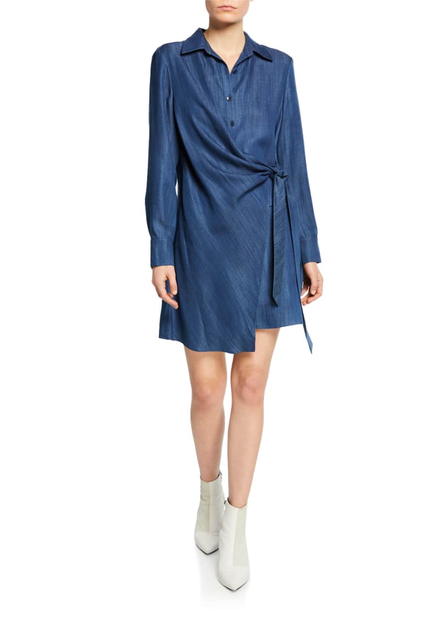 Tibi Draped Tie-Front Tunic Short Dress - Bergdorf Goodman