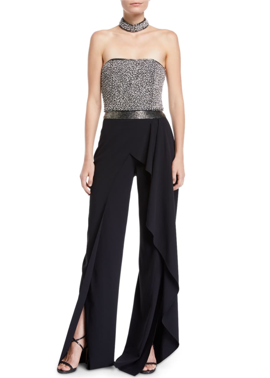 Latonya Embellished Bustier Ruffled Jumpsuit