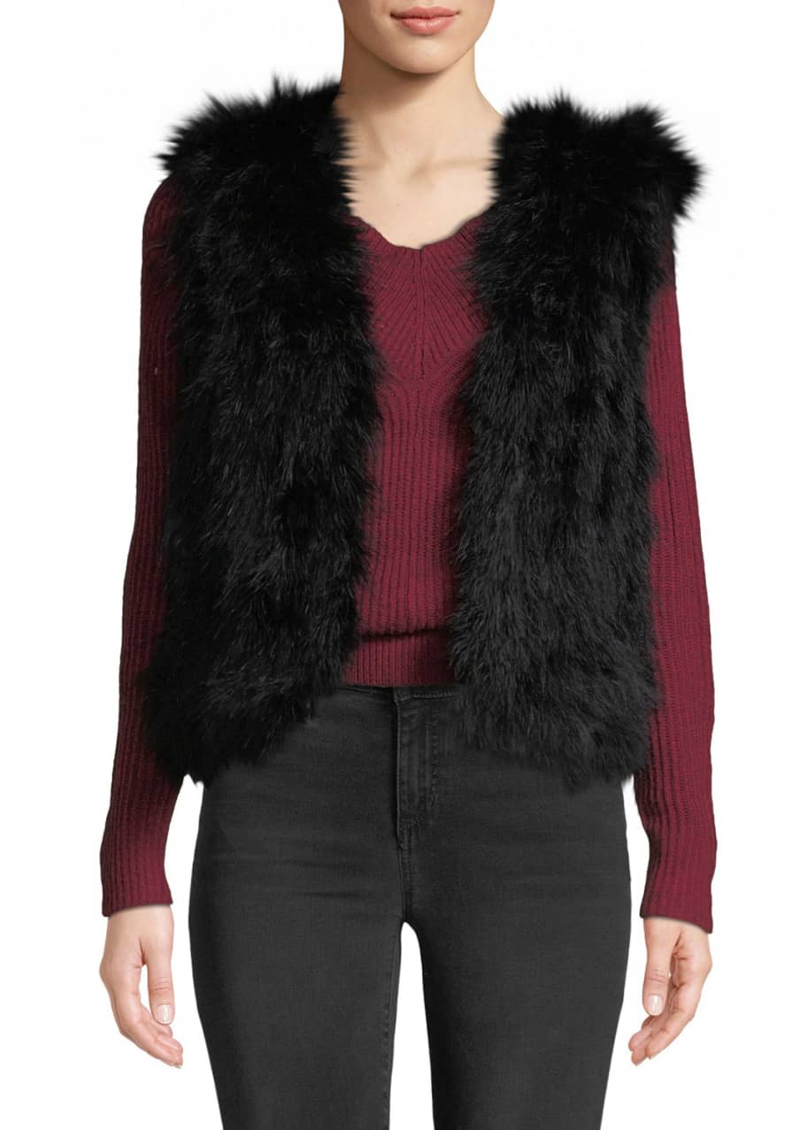 Club Monaco Violet Marabou Feather Vest - Bergdorf Goodman