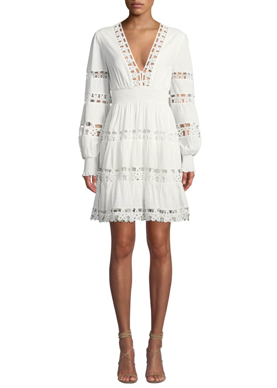 Primrose Daisy Embroidered Long Sleeve Short Dress