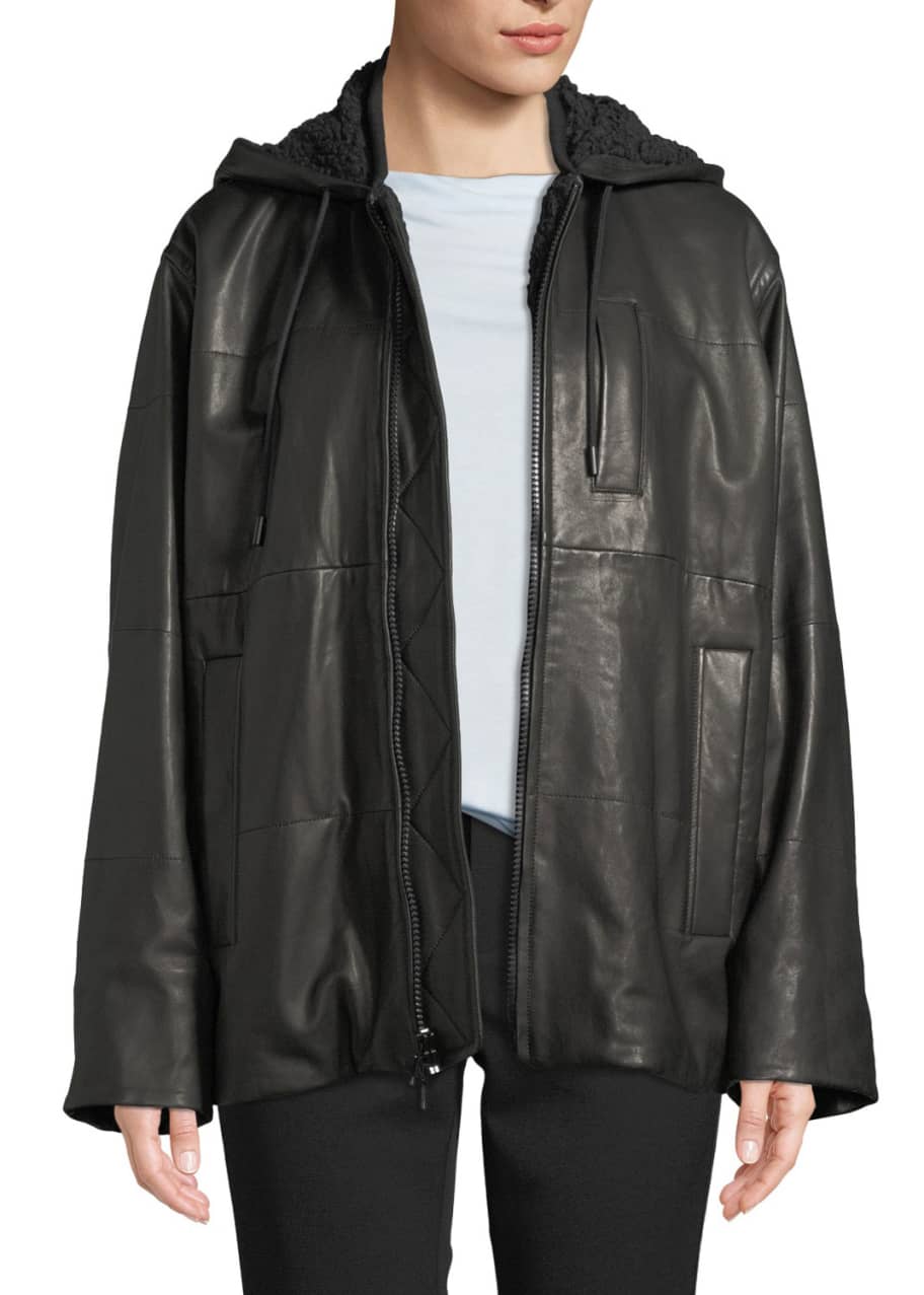 Vince leather hoodie hotsell