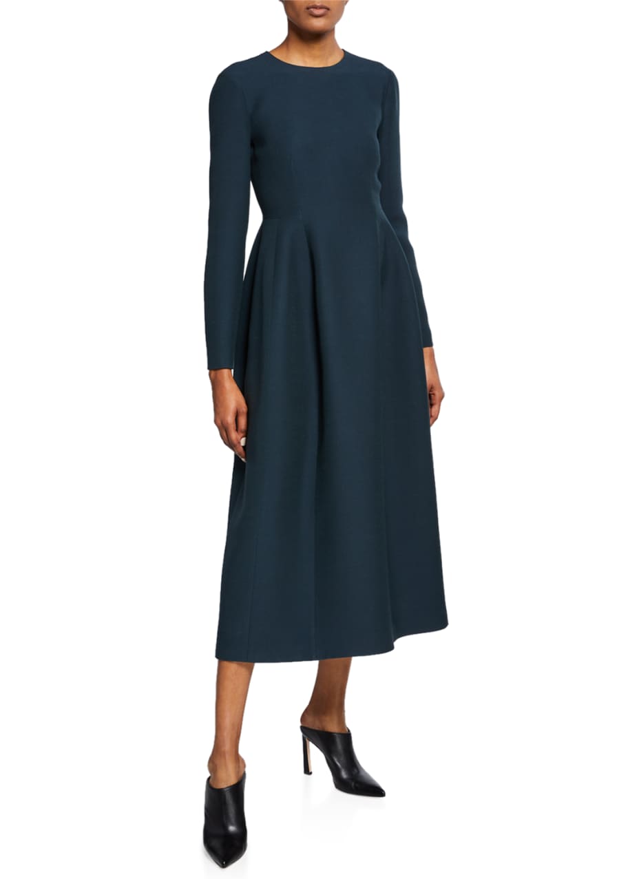 THE ROW Lorna Crewneck Long-Sleeve Midi Dress - Bergdorf Goodman