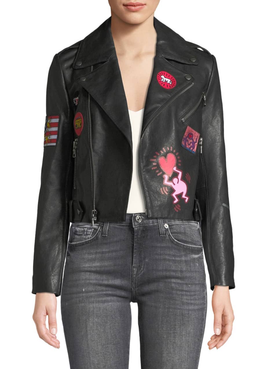 Alice and olivia cheap keith haring leather jacket