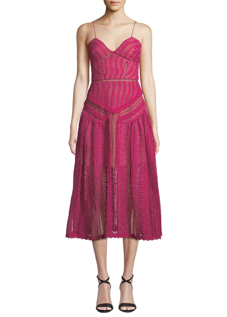 Floral Lace Sleeveless Midi Dress