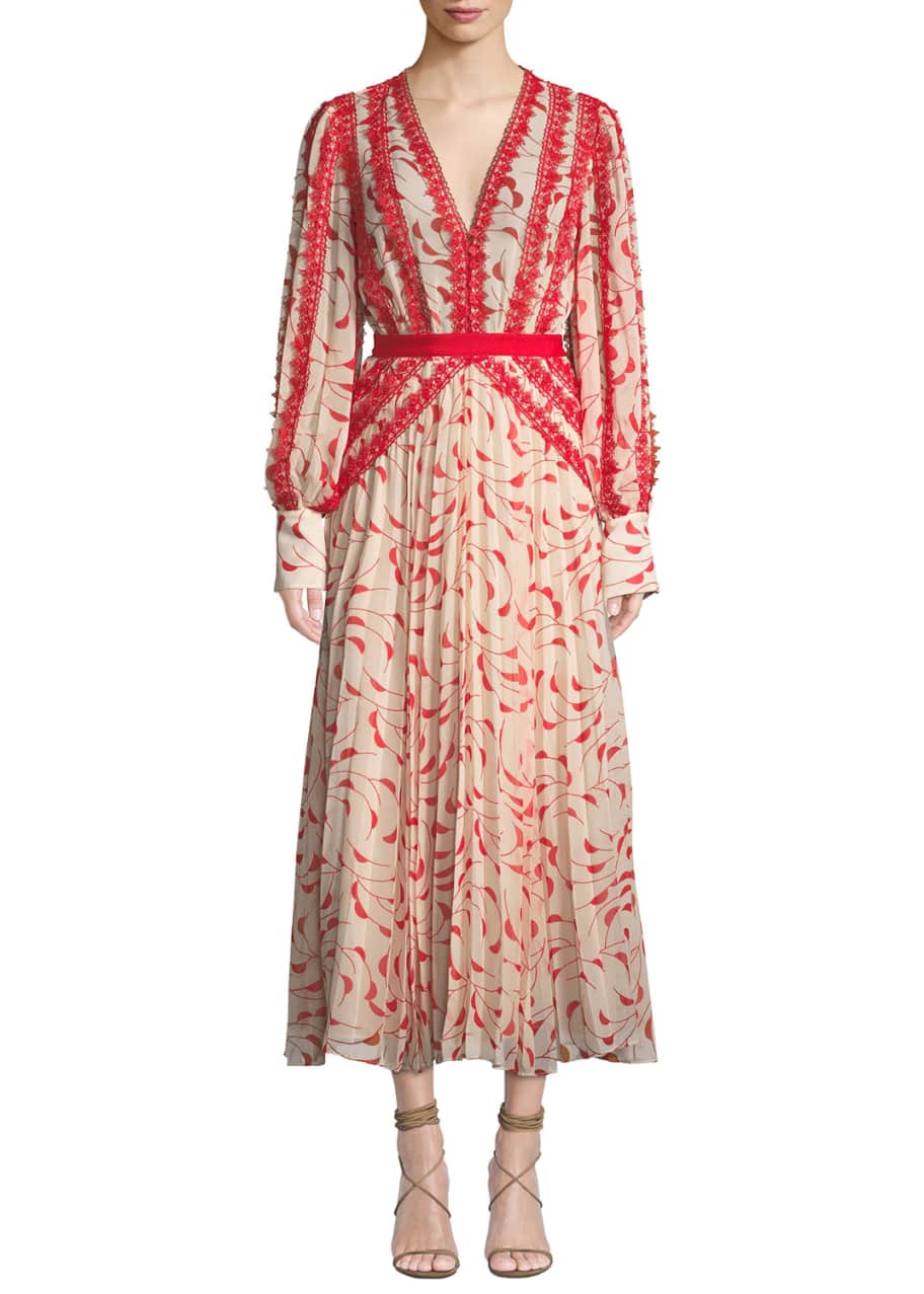 Crescent printed hotsell chiffon midi dress