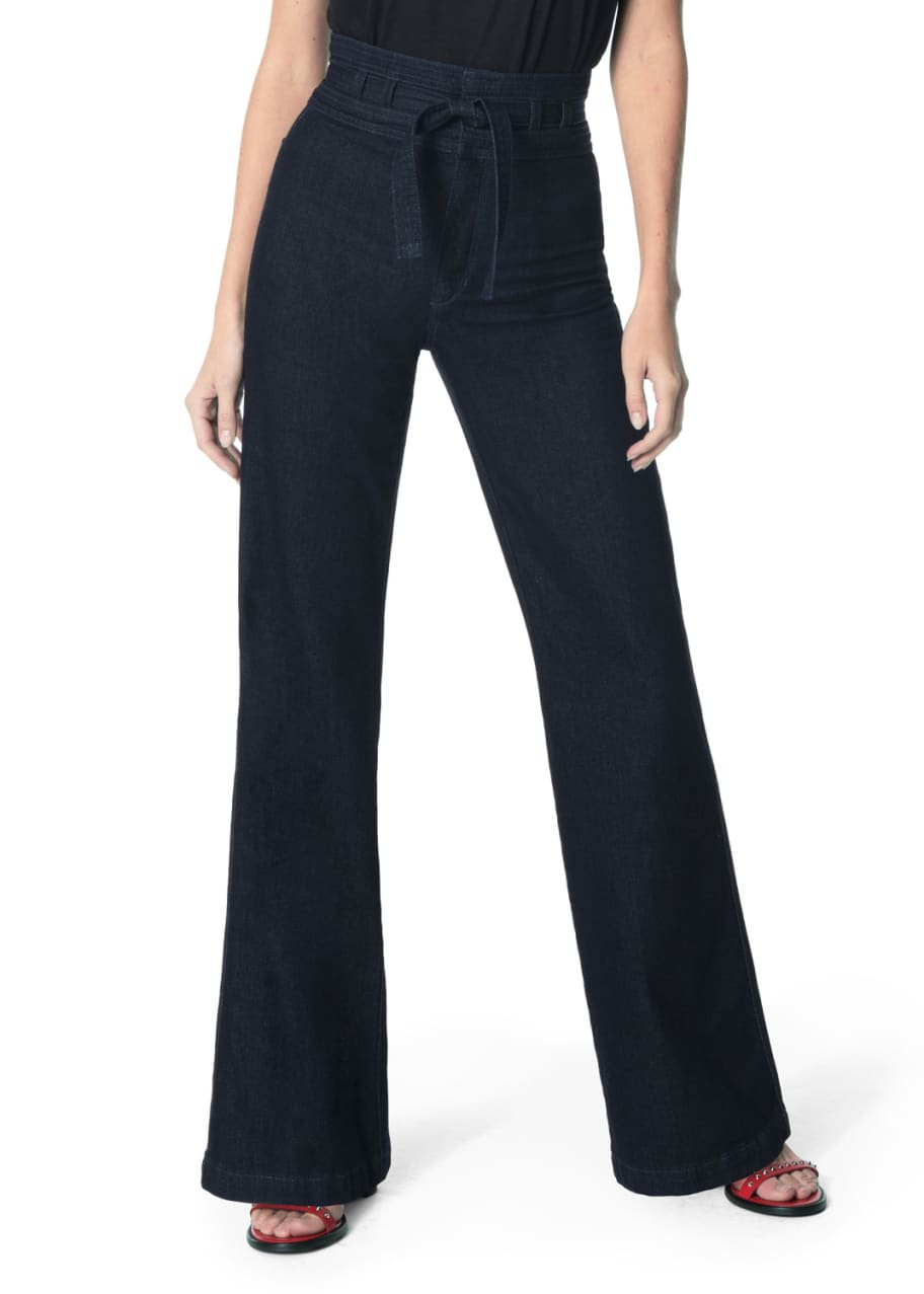 Image 1 of 1: The High-Rise Flare Belted Jeans