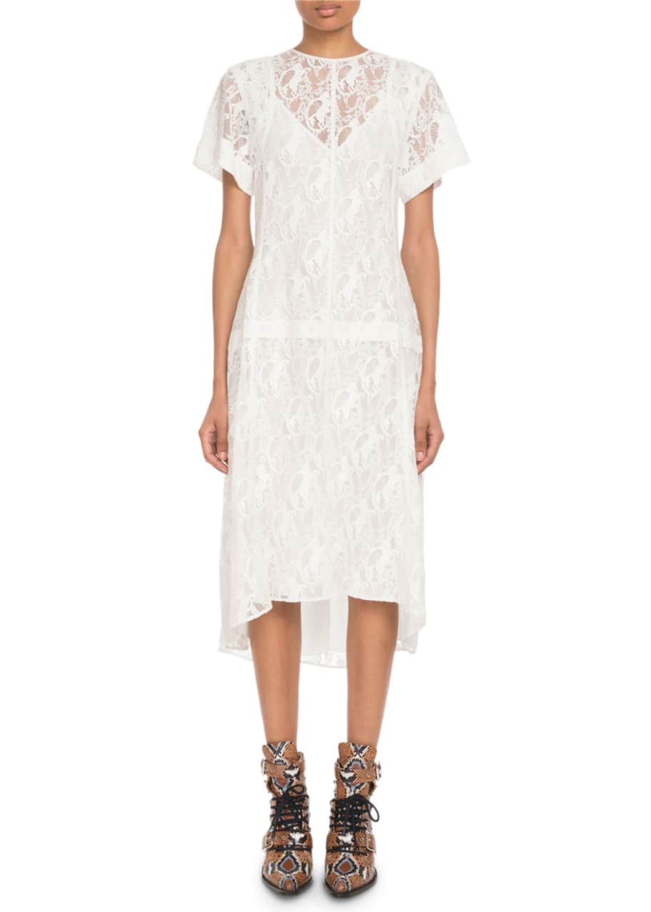 Chloe Short Sleeve Heritage Horse Lace Dress Bergdorf Goodman