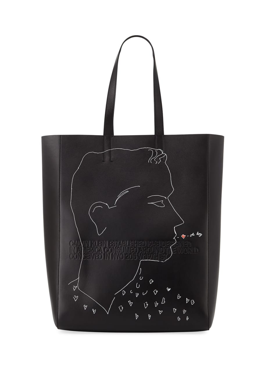 CALVIN KLEIN 205W39NYC Men's x Andy Warhol Blotted Lines Leather Tote ...