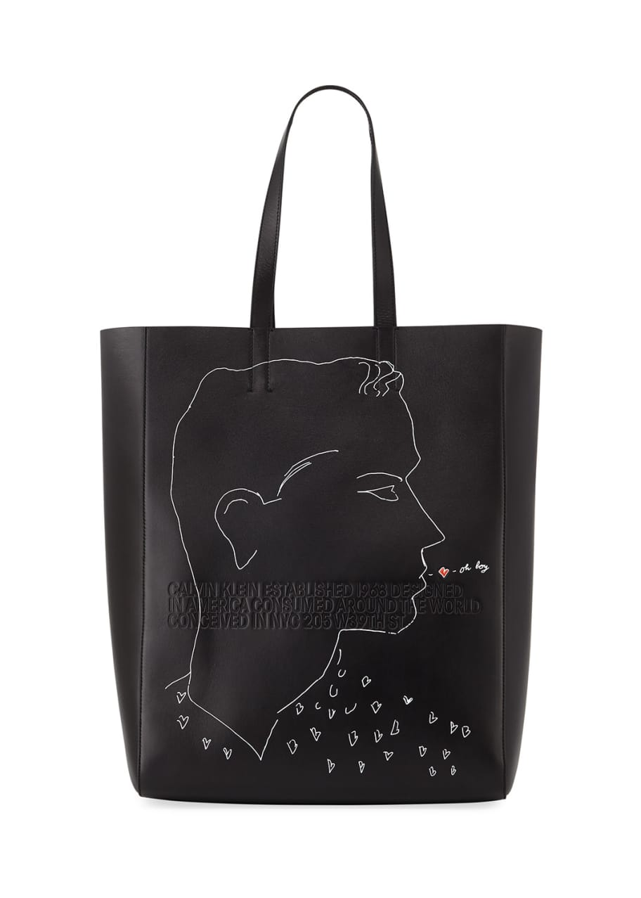 Men s x Andy Warhol Blotted Lines Leather Tote Bag
