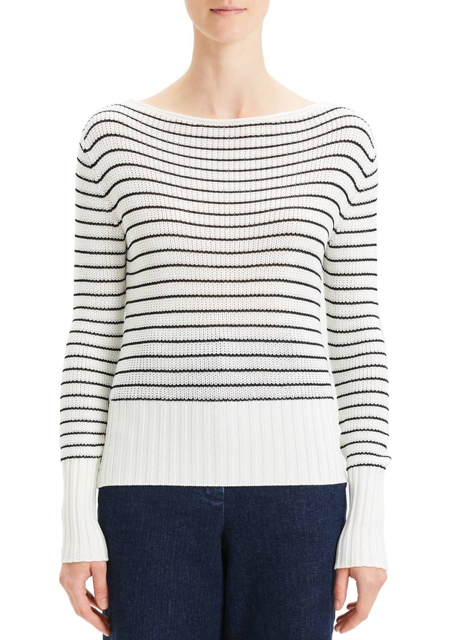 Theory Striped Boat-Neck Pullover Sweater - Bergdorf Goodman