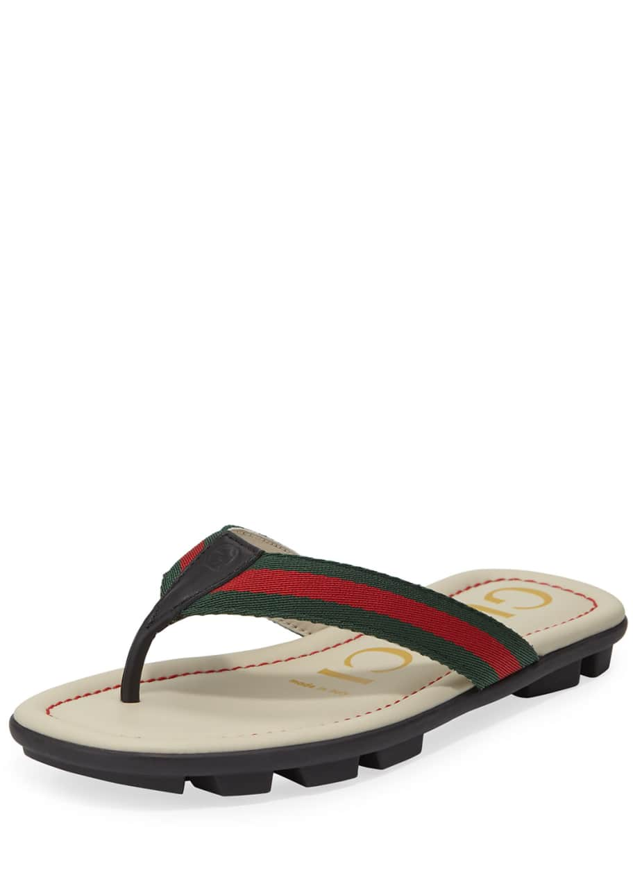 Gucci Titan Web & Leather Sandals, Toddler/Kids - Bergdorf Goodman