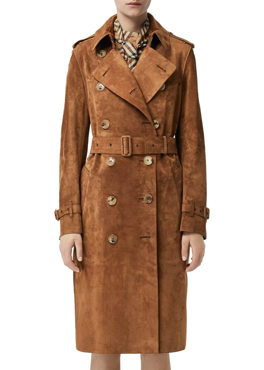 Burberry Haddington Suede Trench Coat - Bergdorf Goodman