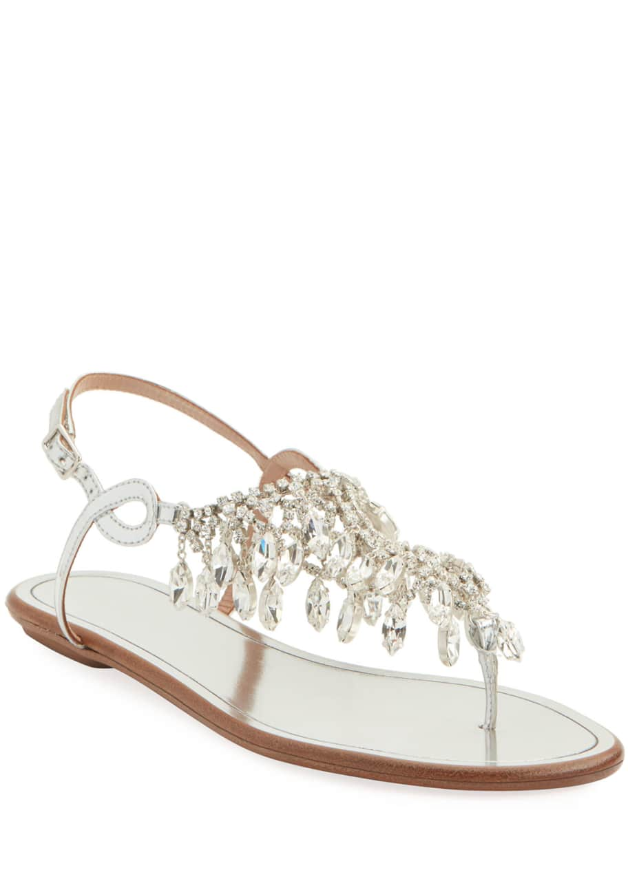 Aquazzura Temptation Crystal Flat Sandals - Bergdorf Goodman