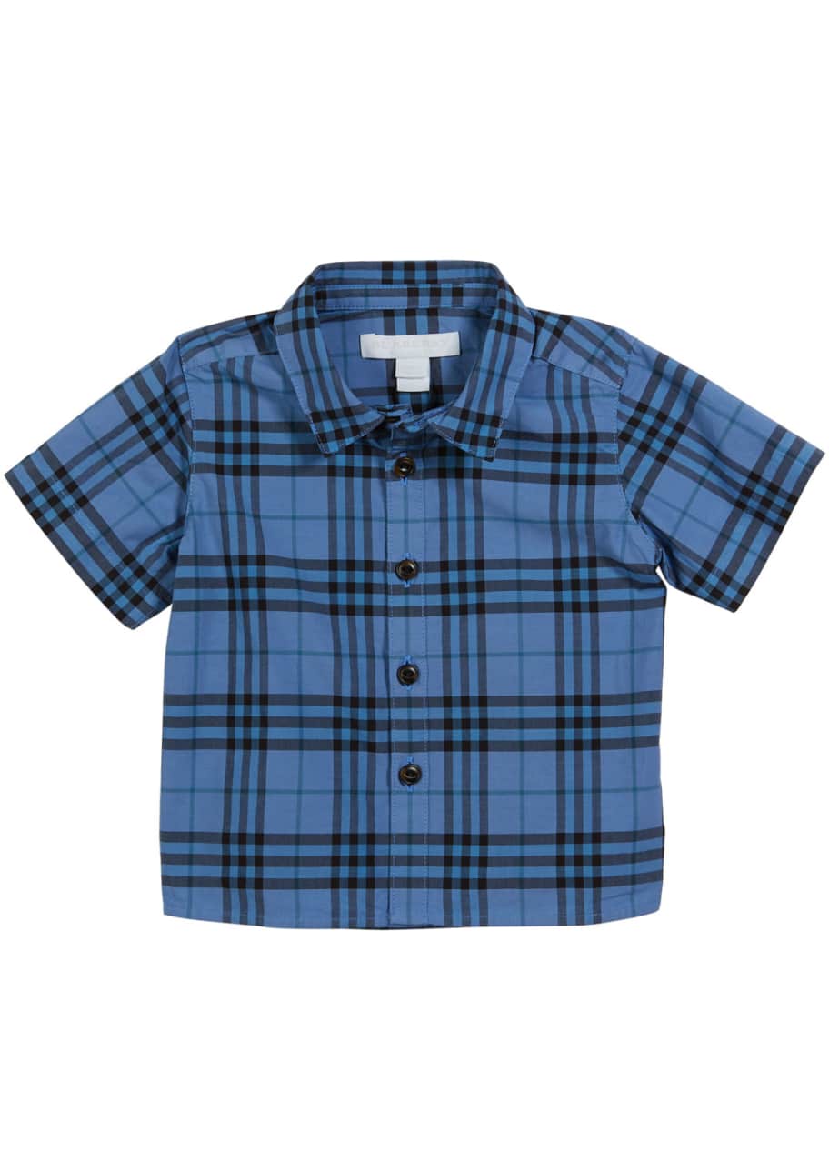 Image 1 of 1: Sammi Dyed Check Short-Sleeve Collared Shirt, Size 6M-2