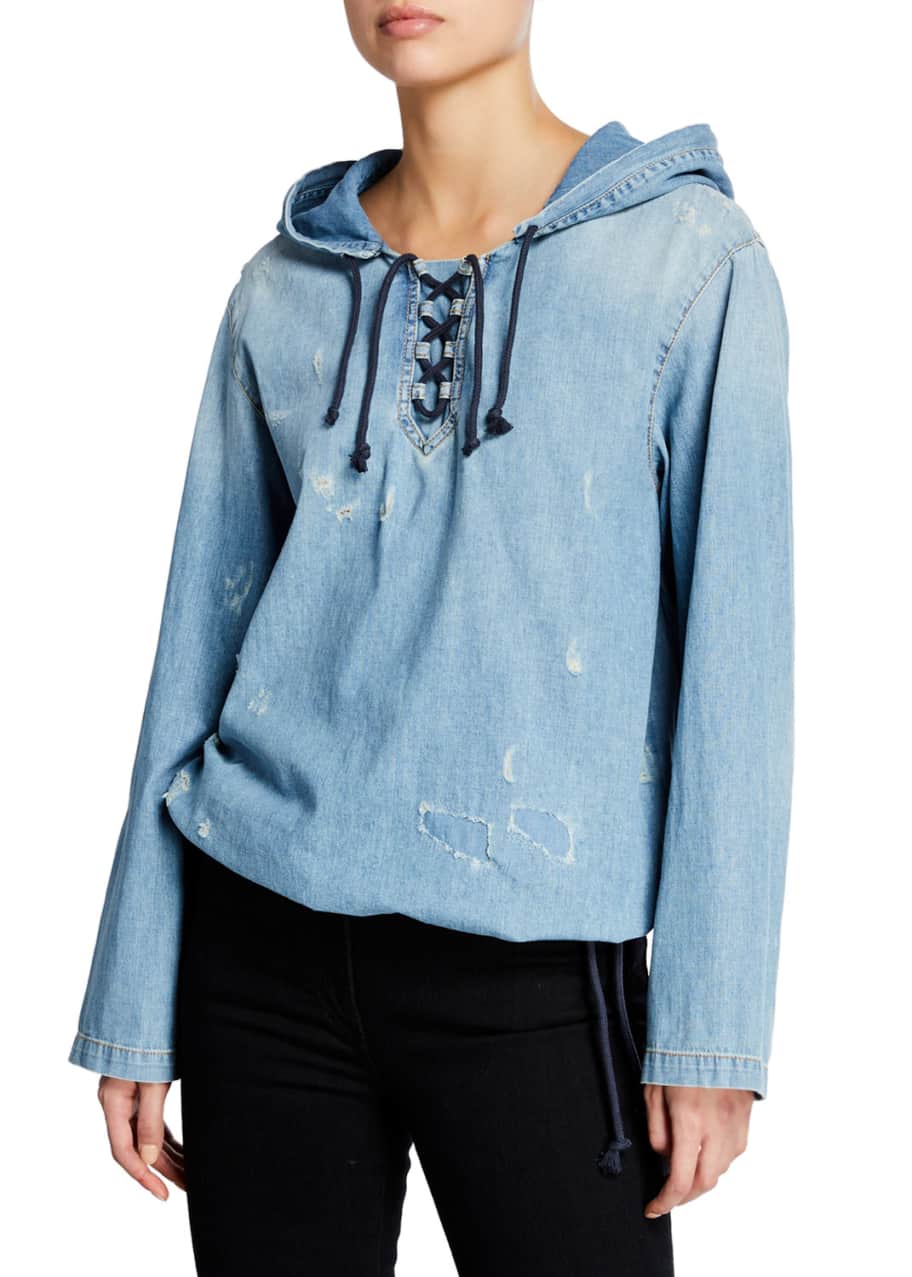 Saint laurent denim discount hoodie