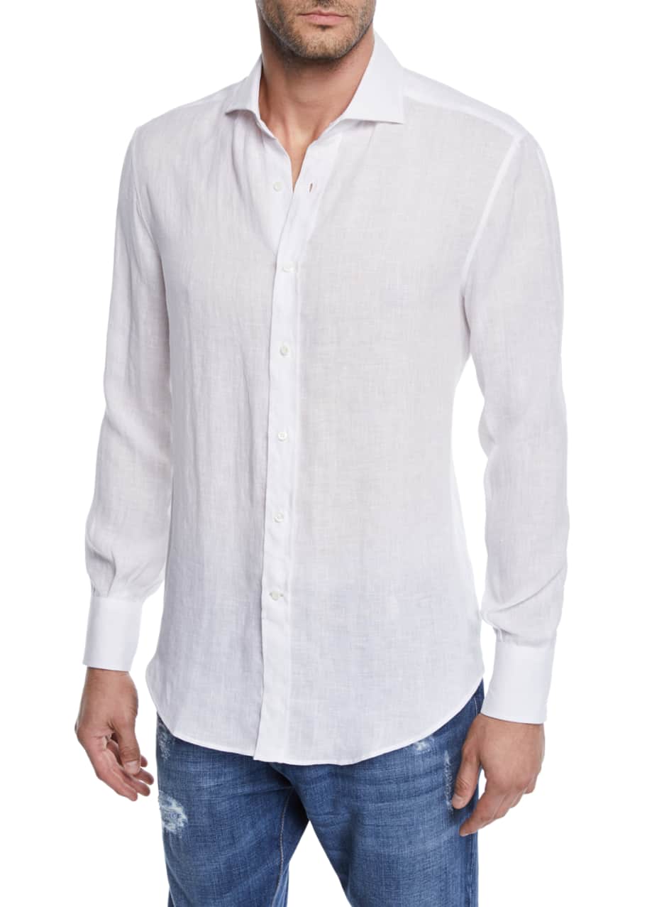 Brunello Cucinelli Men's Solid Woven Shirt - Bergdorf Goodman