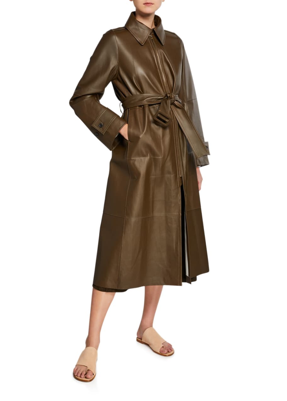 Vince double discount face leather trench