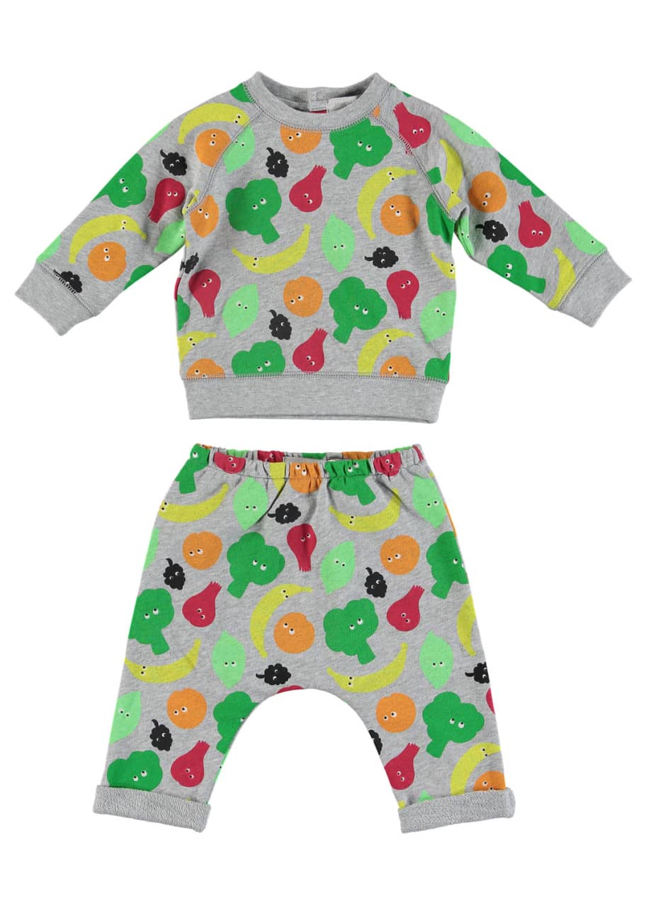 Image 1 of 1: Fruit & Vegetable Print Sweatshirt w/ Matching Sweatpants, Size 6-36 Months