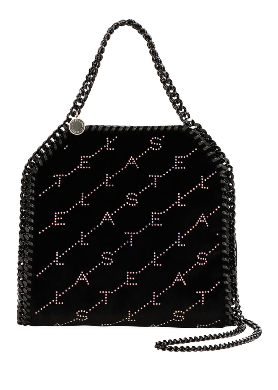 Stella McCartney Falabella Mini Crystal Monogram Velvet Tote Bag